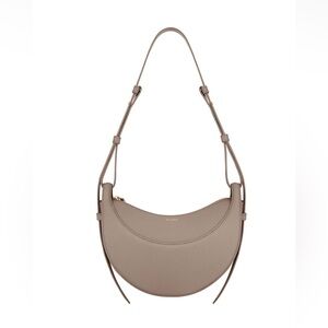 Polene Taupe Numero Dix Shoulder Bag- Textured Italian Calf Leather